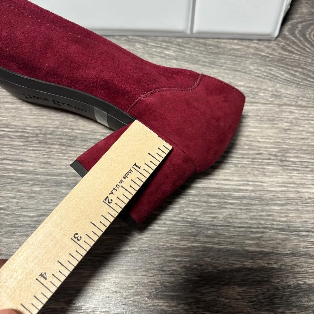 Paul Green‎ Burgundy Suede Tammy Pointed Toe Block Heel Pumps Dress Size 7.5